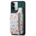 For vivo iQOO Z8X Retro Painted Zipper Wallet Back Phone Case(Green) - 1