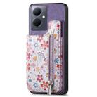 For vivo Y78+ Retro Painted Zipper Wallet Back Phone Case(Purple) - 1