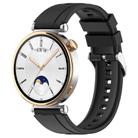 For Huawei Watch GT4 46mm Official Steps Style Silver Buckle Silicone Watch Band(Black) - 1