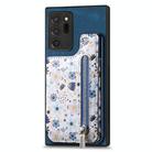 For Samsung Galaxy Note20 Retro Painted Zipper Wallet Back Phone Case(Blue) - 1