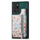 For Samsung Galaxy Note20 Retro Painted Zipper Wallet Back Phone Case(Green) - 1