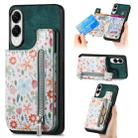 For Samsung Galaxy S25 Edge 5G Retro Painted Zipper Wallet Back Phone Case(Green) - 1