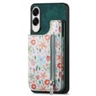 For Samsung Galaxy S25 Edge 5G Retro Painted Zipper Wallet Back Phone Case(Green) - 2