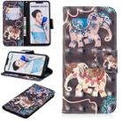 3D Colored Drawing Pattern Horizontal Flip Leather Case for  Huawei Nova 3i & P Smart Plus, with Holder & Card Slots & Wallet(Two Elephants) - 1