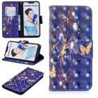 3D Colored Drawing Pattern Horizontal Flip Leather Case for  Huawei Nova 3i & P Smart Plus, with Holder & Card Slots & Wallet(Purple Butterfly) - 1