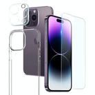 For iPhone 14 Pro NORTHJO 3 in 1 TPU Phone Case with Screen Film and Lens Film(Clear) - 1