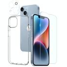 For iPhone 14 Plus NORTHJO 3 in 1 TPU Phone Case with Screen Film and Lens Film(Clear) - 1