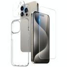 For iPhone 15 Pro NORTHJO 3 in 1 TPU Phone Case with Screen Film and Lens Film(Clear) - 1