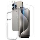 For iPhone 15 Pro Max NORTHJO 3 in 1 TPU Phone Case with Screen Film and Lens Film(Clear) - 1