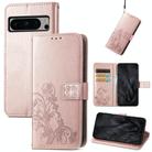 For Google Pixel 8 Pro Four-leaf Clasp Embossed Leather Phone Case(Rose Gold) - 1