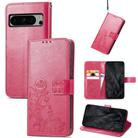 For Google Pixel 8 Pro Four-leaf Clasp Embossed Leather Phone Case(Red) - 1