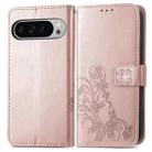 For Google Pixel 9 Pro XL Four-leaf Clasp Embossed Leather Phone Case(Rose Gold) - 2