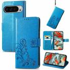 For Google Pixel 9 Pro XL Four-leaf Clasp Embossed Leather Phone Case(Blue) - 1