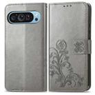 For Google Pixel 9 Four-leaf Clasp Embossed Leather Phone Case(Grey) - 2