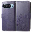 For Google Pixel 9 Four-leaf Clasp Embossed Leather Phone Case(Purple) - 2