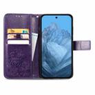 For Google Pixel 9 Four-leaf Clasp Embossed Leather Phone Case(Purple) - 3