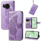 For Sharp Aquos Sense8 Butterfly Love Flower Embossed Leather Phone Case(purple) - 1