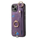 For iPhone 6 / 6s Retro Skin-feel Ring Card Bag Phone Case with Hang Loop(Purple) - 1