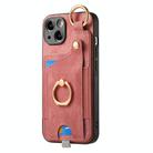 For iPhone 7 / 8 / SE 2022 Retro Skin-feel Ring Card Bag Phone Case with Hang Loop(Pink) - 1
