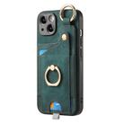 For iPhone X / XS Retro Skin-feel Ring Card Bag Phone Case with Hang Loop(Green) - 1