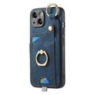 For iPhone X / XS Retro Skin-feel Ring Card Bag Phone Case with Hang Loop(Blue) - 1