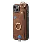 For iPhone XR Retro Skin-feel Ring Card Bag Phone Case with Hang Loop(Brown) - 1