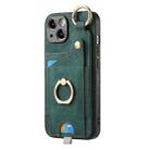 For iPhone XR Retro Skin-feel Ring Card Bag Phone Case with Hang Loop(Green) - 1