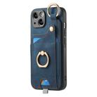 For iPhone XS Max Retro Skin-feel Ring Card Bag Phone Case with Hang Loop(Blue) - 1