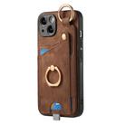 For iPhone 11 Retro Skin-feel Ring Card Bag Phone Case with Hang Loop(Brown) - 1