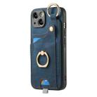 For iPhone 12 Pro Max Retro Skin-feel Ring Card Bag Phone Case with Hang Loop(Blue) - 1