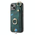 For iPhone 14 Pro Max Retro Skin-feel Ring Card Bag Phone Case with Hang Loop(Green) - 1