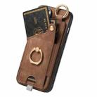 For iPhone 16 Plus Retro Skin-feel Ring Card Bag Phone Case with Hang Loop(Brown) - 3