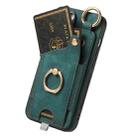 For iPhone 16 Plus Retro Skin-feel Ring Card Bag Phone Case with Hang Loop(Green) - 3