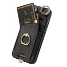 For iPhone 16 Plus Retro Skin-feel Ring Card Bag Phone Case with Hang Loop(Black) - 3