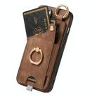 For iPhone 16e Retro Skin-feel Ring Card Bag Phone Case with Hang Loop(Brown) - 3
