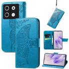 For Infinix Zero 30 4G Butterfly Love Flower Embossed Leather Phone Case(Blue) - 1