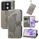 For Infinix Zero 30 4G Butterfly Love Flower Embossed Leather Phone Case(Grey) - 1