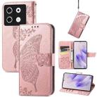 For Infinix Zero 30 4G Butterfly Love Flower Embossed Leather Phone Case(Rose Gold) - 1