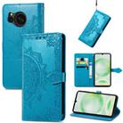 For Sharp Sense 8 Mandala Flower Embossed Leather Phone Case(Blue) - 1