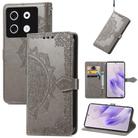 For Infinix Zero 30 4G Mandala Flower Embossed Leather Phone Case(Grey) - 1