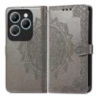 For Infinix Hot 40 4G Mandala Flower Embossed Leather Phone Case(Grey) - 1