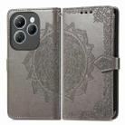 For Infinix Hot 40 Pro 4G Mandala Flower Embossed Leather Phone Case(Grey) - 1