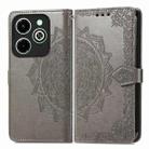 For Infinix Hot 40i Mandala Flower Embossed Leather Phone Case(Grey) - 1