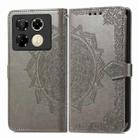 For Infinix Note 40 Pro 4G Mandala Flower Embossed Leather Phone Case(Grey) - 1