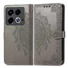 For Infinix Note 40 Mandala Flower Embossed Leather Phone Case(Grey) - 1