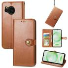 For Sharp Aquos Sense8  Retro Solid Color Buckle Leather Phone Case(Brown) - 1