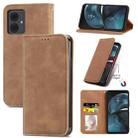 For Motorola Moto G14 Retro Skin Feel Magnetic Flip Leather Phone Case(Brown) - 1