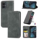 For Motorola Moto G14 Retro Skin Feel Magnetic Flip Leather Phone Case(Grey) - 1