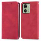 For Motorola Moto  Edge 40 Retro Skin Feel Magnetic Flip Leather Phone Case(Red) - 1