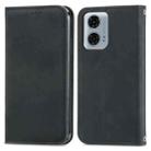 For Motorola Moto G24 Power Retro Skin Feel Magnetic Flip Leather Phone Case(Black) - 1